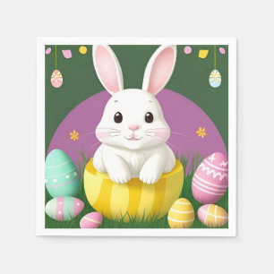 Servilleta De Papel Conejito de Pascua con Huevos Decorativos