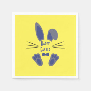 Servilleta De Papel Conejito de Pascua Feliz Pascua Azul y Amarillo