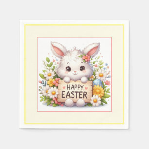 Servilleta De Papel Conejito de Pascua lindo sosteniendo un letrero de