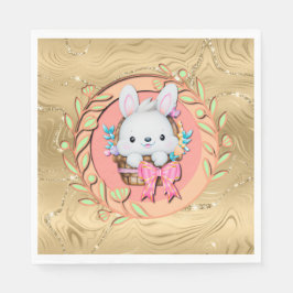 Servilleta De Papel Conejito de Pascua sentado en la cesta