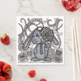 Servilleta De Papel Conejito Dibujado a Mano Zen Doodle Servilletas de