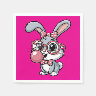 Servilleta De Papel Conejito Lindo con Gafas Soplando Chicle