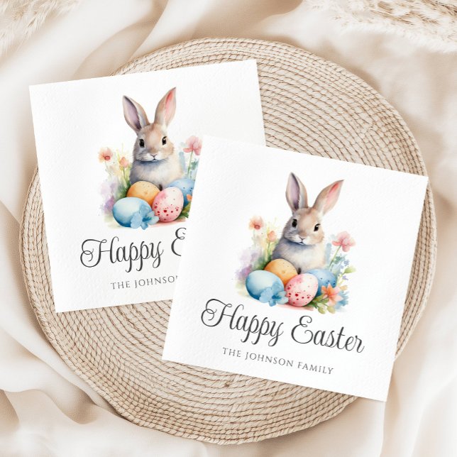 Servilleta De Papel Conejito Lindo Feliz Pascua (Cute Bunny Happy Easter Napkins)