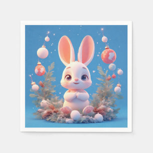 Servilleta De Papel Conejito Lindo Rodeado de Decoraciones