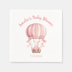 Servilleta De Papel Conejito rosa dulce volando en globo
