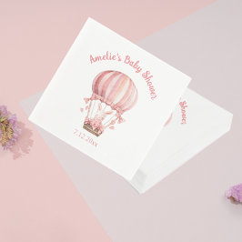 Servilleta De Papel Conejito rosa dulce volando en globo