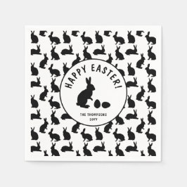 Servilleta De Papel Conejitos Blancos y Negros Lindos Pascua Moderna