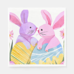 Servilleta De Papel Conejitos de Pascua Acuarela Pastel