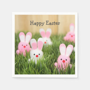 Servilleta De Papel Conejitos rosados de Pascua en hierba