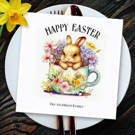 Servilleta De Papel Conejo acuático Happy Easter Retro