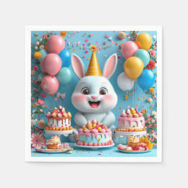 Servilleta De Papel Conejo Adorable Celebrando Cumpleaños