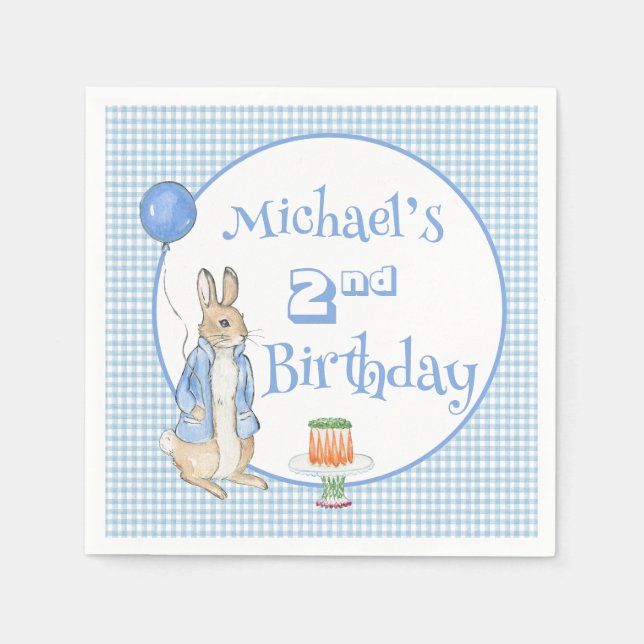 Servilleta De Papel Conejo Azul Dos Segunda Fiesta de Cumpleaños (Anverso)