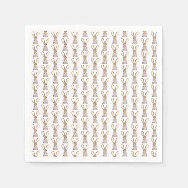 Servilleta De Papel Conejo Baby Shower Boy Bebe Azul Preppy (Anverso)