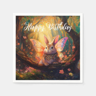 Servilleta De Papel Conejo caprichoso bosque encantado Feliz Cumpleaño