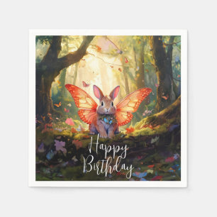 Servilleta De Papel Conejo caprichoso bosque encantado Feliz Cumpleaño