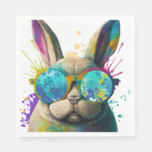 Servilleta De Papel Conejo cara Cool Easter Bunny con gafas