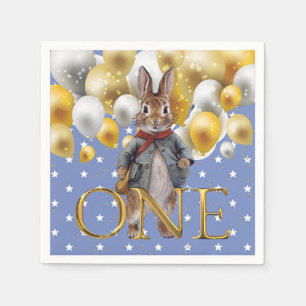 Servilleta De Papel Conejo clásico con chaqueta azul Cumpleaños primer