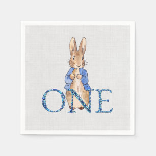 Servilleta De Papel Conejo clásico con chaqueta azul para primer cumpl