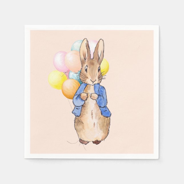 Servilleta De Papel Conejo clásico con globos (Anverso)
