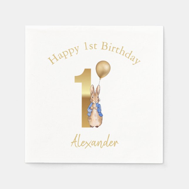 Servilleta De Papel Conejo clásico de cumpleaños (Anverso)