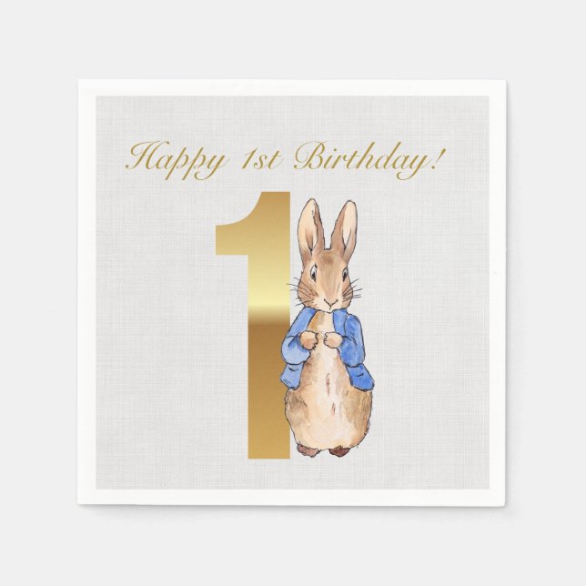 Servilleta De Papel Conejo clásico de cumpleaños (Anverso)