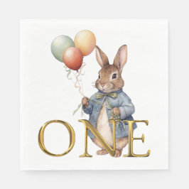 Servilleta De Papel Conejo con globos Cumpleaños uno primero
