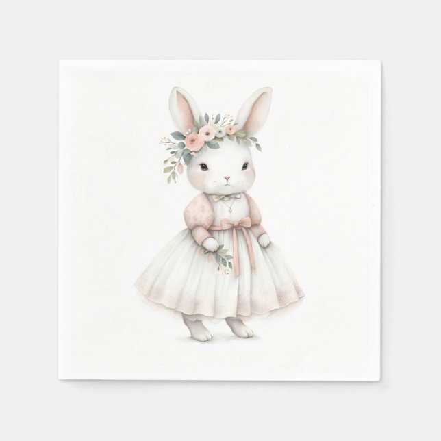 Servilleta De Papel Conejo con vestido (Anverso)