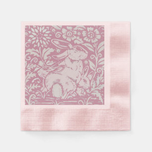 Servilleta De Papel Conejo conejo conejo rosa de Pascua con flores pas