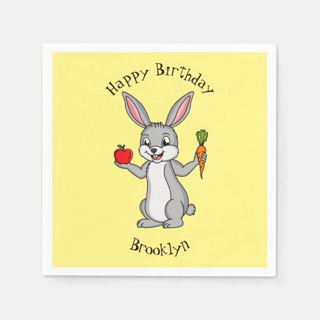 Servilleta De Papel Conejo de conejo con verduras personalizado (Anverso)