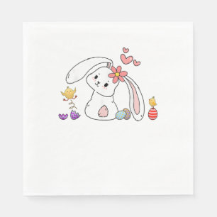 Servilleta De Papel Conejo de conejo de pascua con huevos y garrapatas