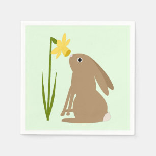 Servilleta De Papel Conejo de conejo de pascua y flor de Daffodil