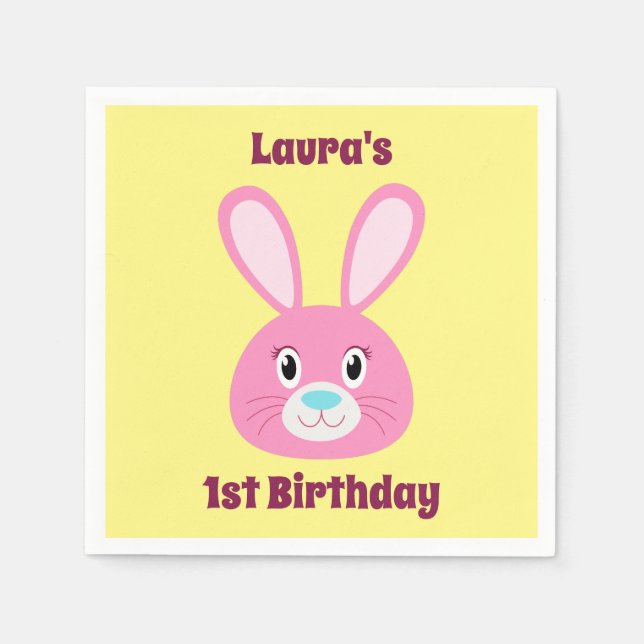 Servilleta De Papel Conejo de cumpleaños (Anverso)