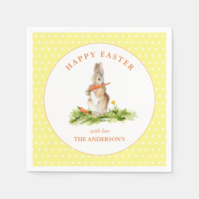 Servilleta De Papel Conejo de Pascua Blanco y Amarillo (Anverso)
