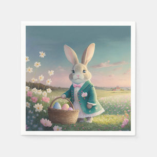 Servilleta De Papel Conejo de Pascua con chaqueta azul