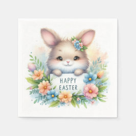 Servilleta De Papel Conejo de Pascua con Rótulo de Pascua