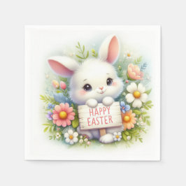 Servilleta De Papel Conejo de Pascua con Rótulo de Pascua