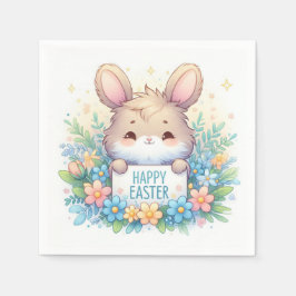 Servilleta De Papel Conejo de Pascua con Rótulo de Pascua
