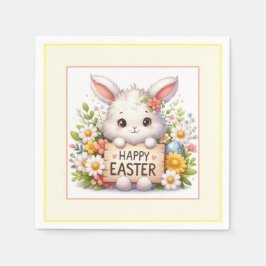 Servilleta De Papel Conejo de Pascua con Rótulo de Pascua