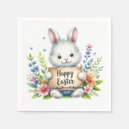 Servilleta De Papel Conejo de Pascua con Rótulo de Pascua