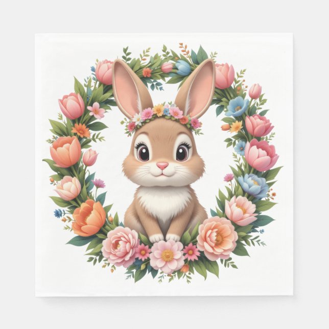 Servilleta De Papel Conejo de Pascua de primavera  (Anverso)