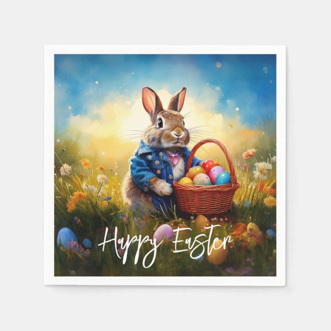 Servilleta De Papel Conejo de Pascua en el bosque (Anverso)