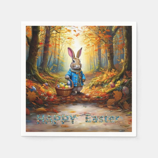 Servilleta De Papel Conejo de Pascua en el bosque (Anverso)