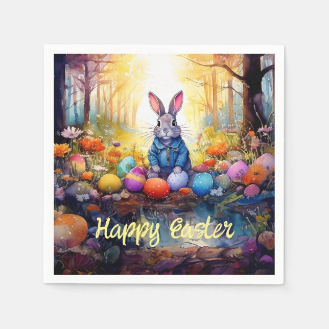 Servilleta De Papel Conejo de Pascua en el bosque (Anverso)
