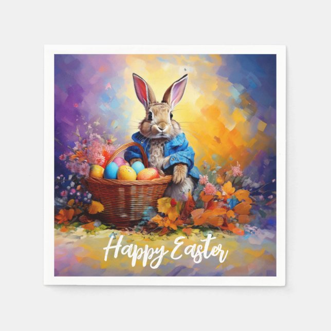 Servilleta De Papel Conejo de Pascua en el bosque (Anverso)