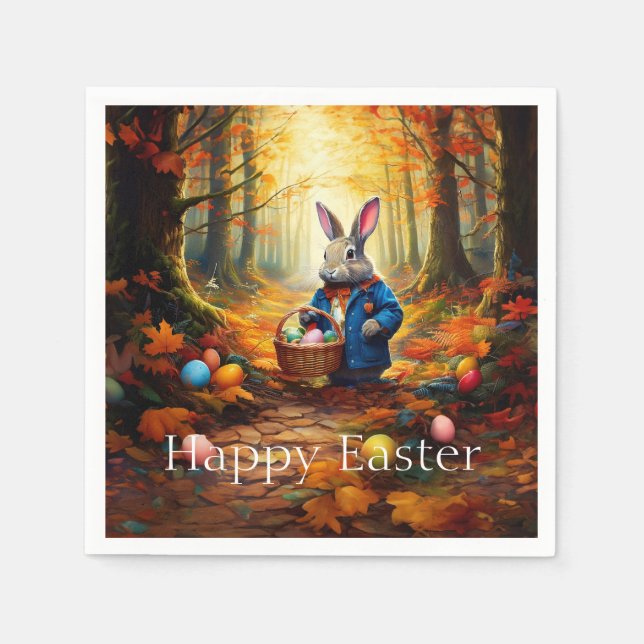 Servilleta De Papel Conejo de Pascua en el bosque (Anverso)