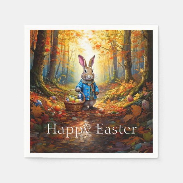 Servilleta De Papel Conejo de Pascua en el bosque (Anverso)