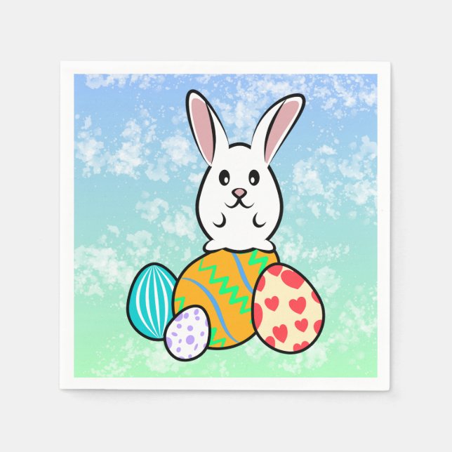 Servilleta De Papel Conejo de Pascua en huevos de Pascua (Anverso)