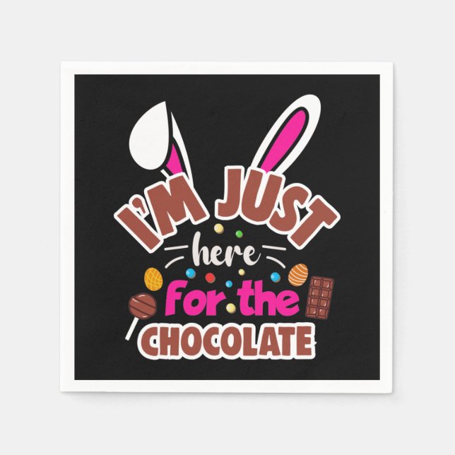 Servilleta De Papel Conejo de Pascua estoy aquí por el chocolate (Anverso)