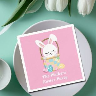 Servilleta De Papel Conejo de Pascua Feliz Rosa Personalizado Fiesta