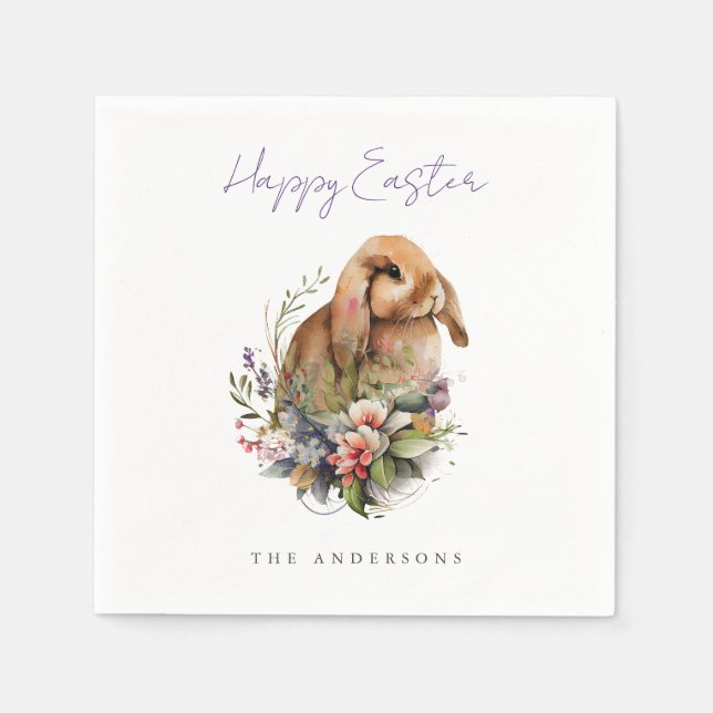Servilleta De Papel Conejo de Pascua floral (Anverso)